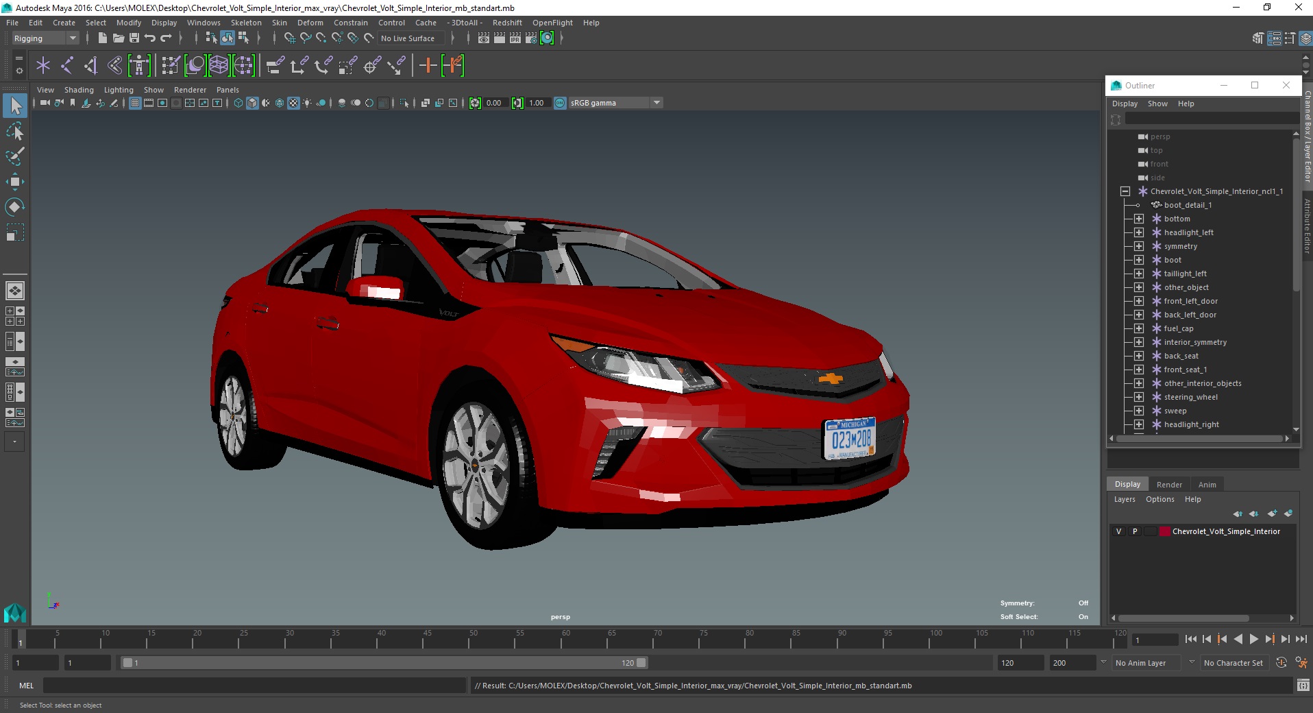 3D model Chevrolet Volt Simple Interior