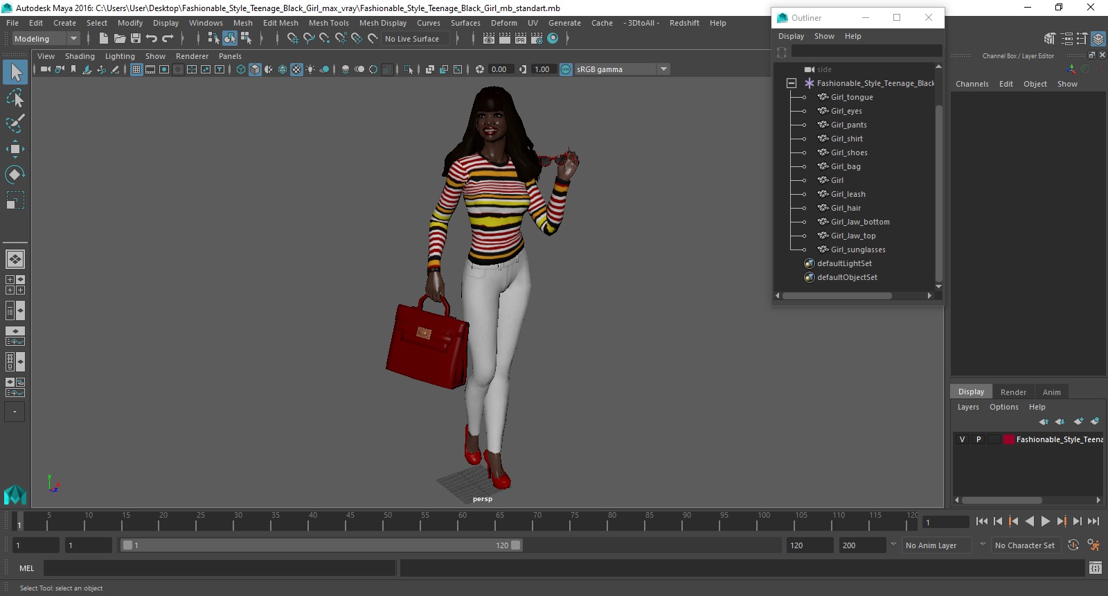 3D Fashionable Style Teenage Black Girl