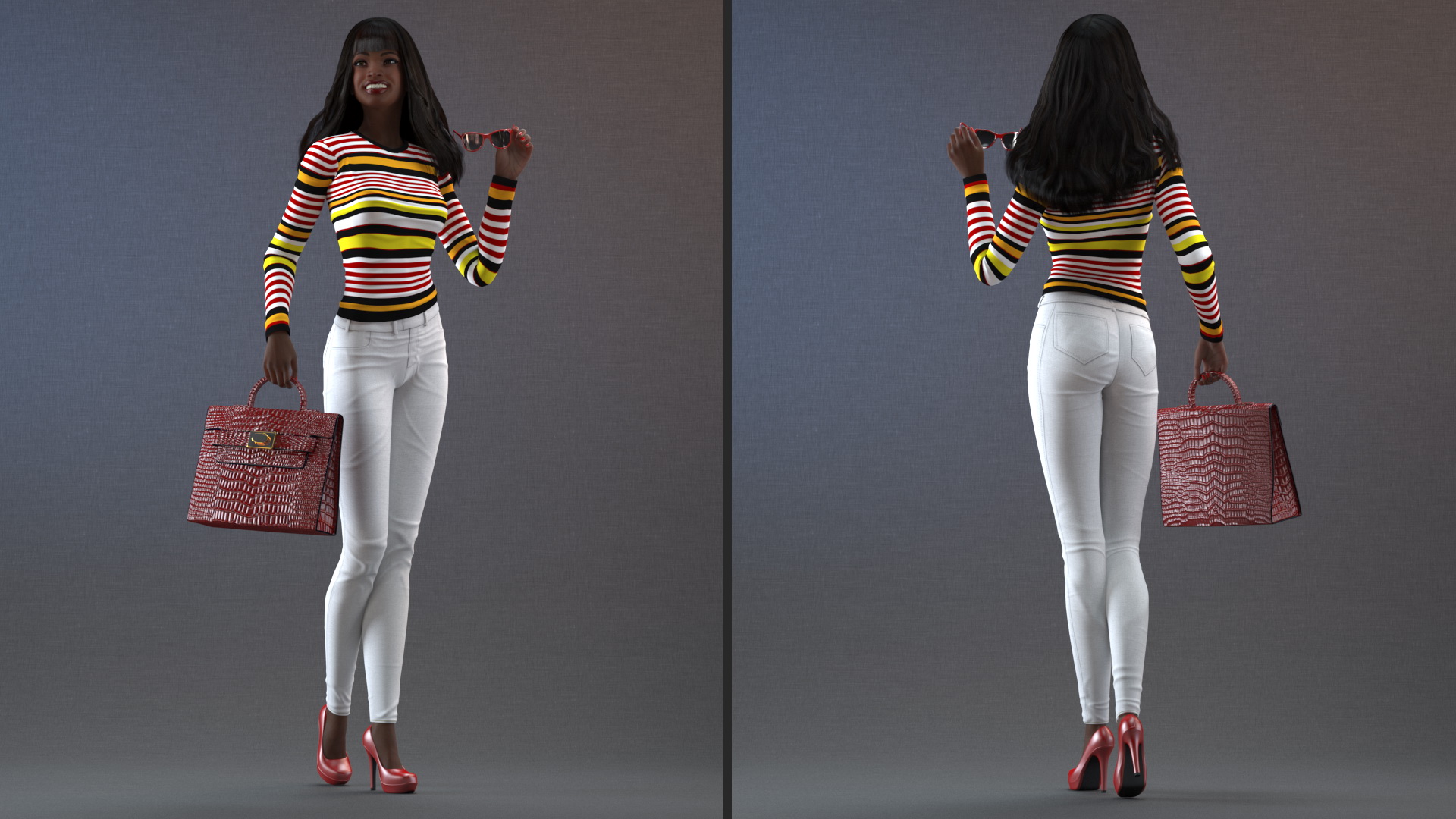 3D Fashionable Style Teenage Black Girl