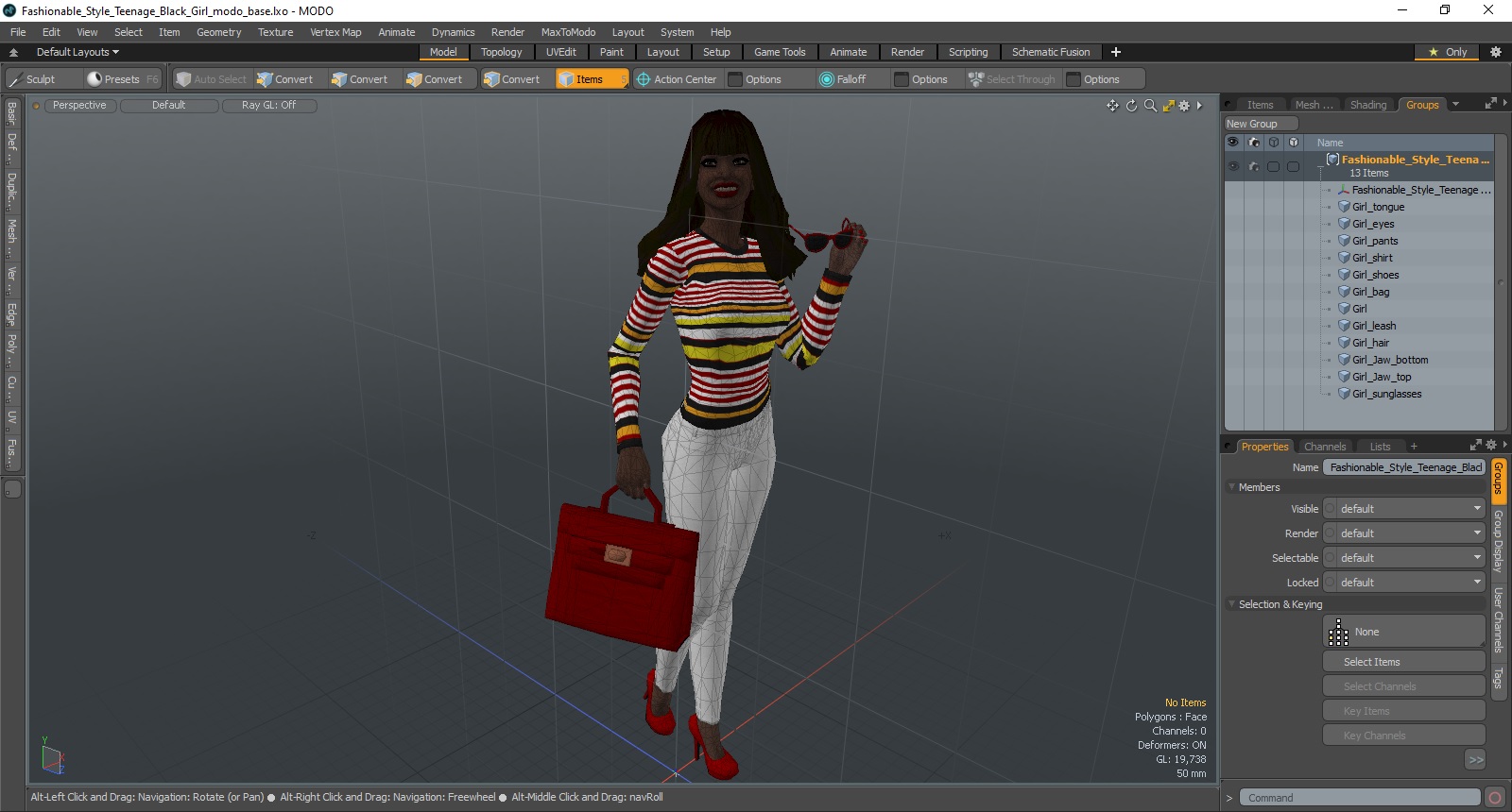 3D Fashionable Style Teenage Black Girl