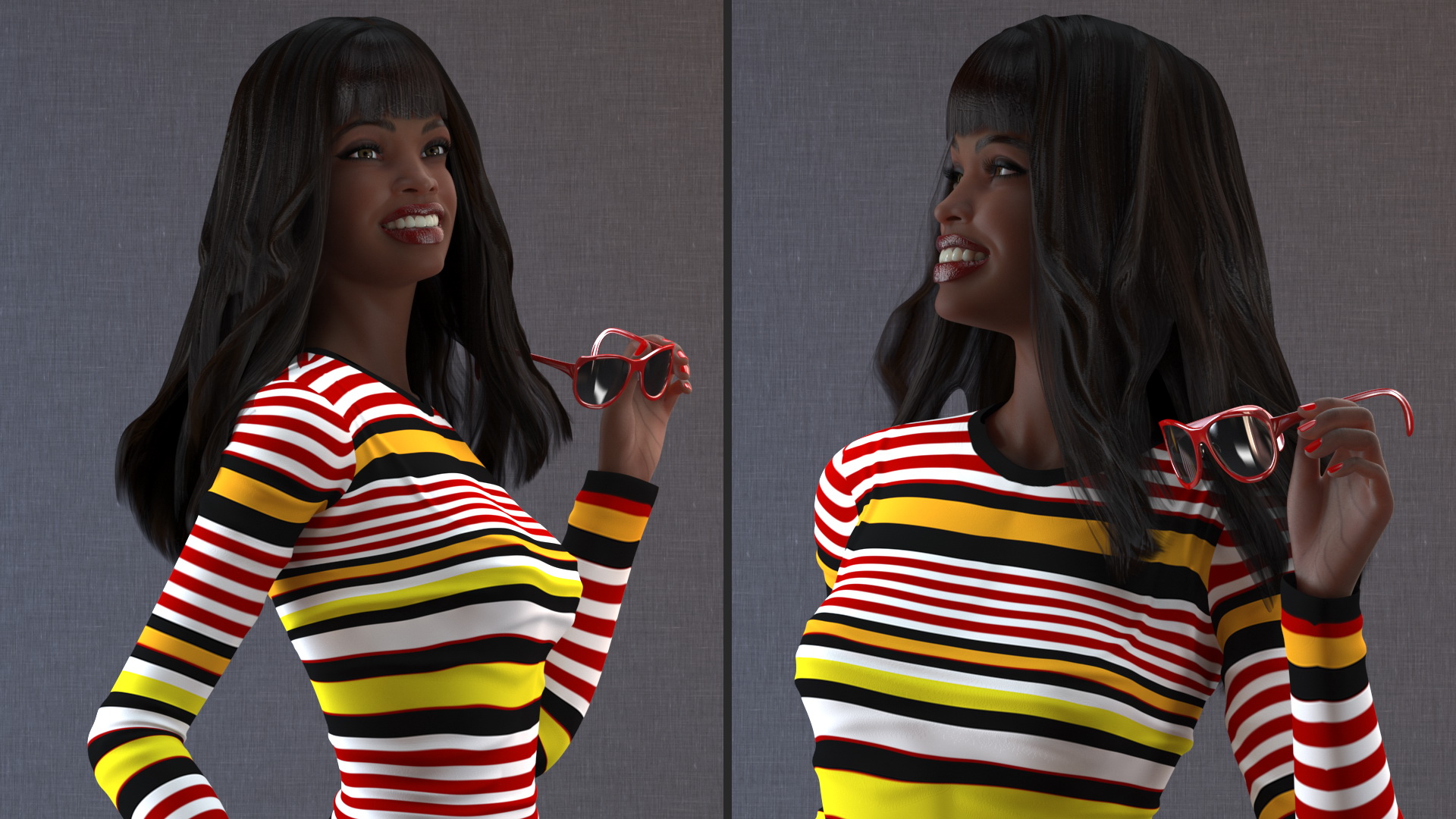 3D Fashionable Style Teenage Black Girl