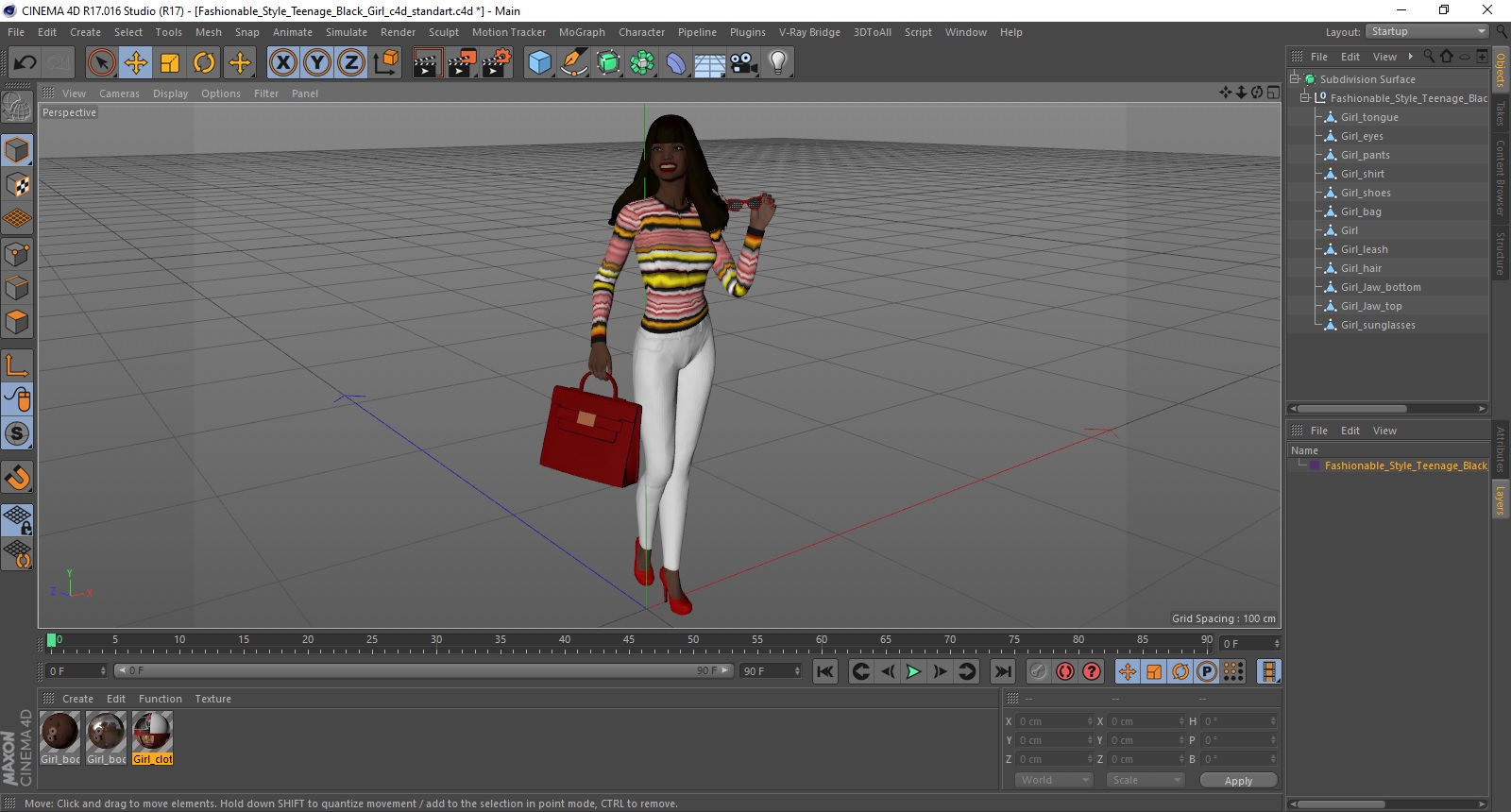 3D Fashionable Style Teenage Black Girl