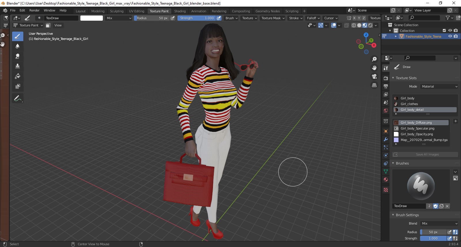 3D Fashionable Style Teenage Black Girl