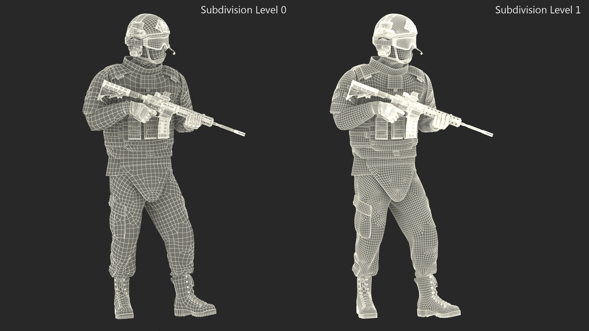 3D Equipped Military Soldier in Green Camo Walking Fur