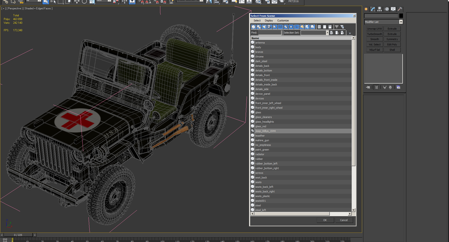 3D Jeep Willys 1944 Ambulance