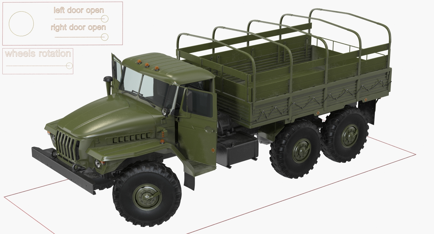 URAL 4320 Truck 6x6 Vehicle Rigged 3D model