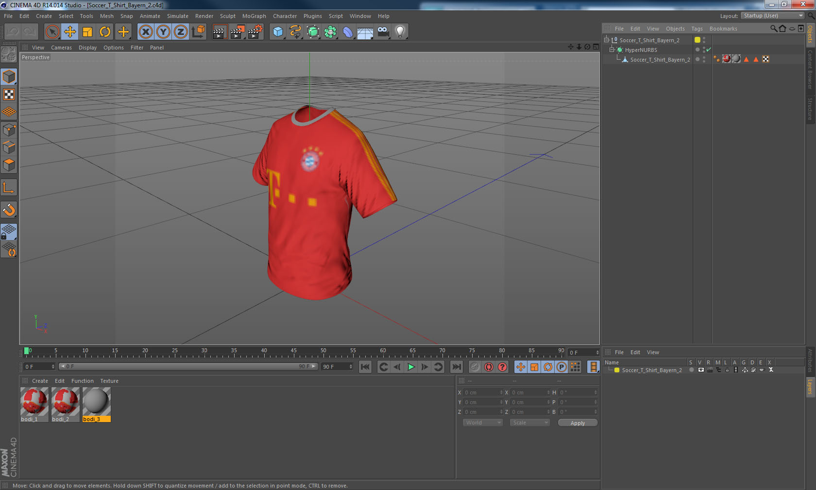 3D Soccer T Shirt Bayern 2 model
