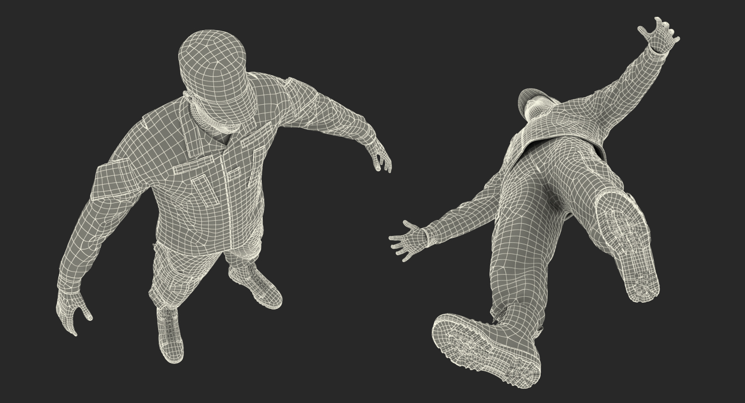 3D US Army Black Soldier Uniform T-Pose