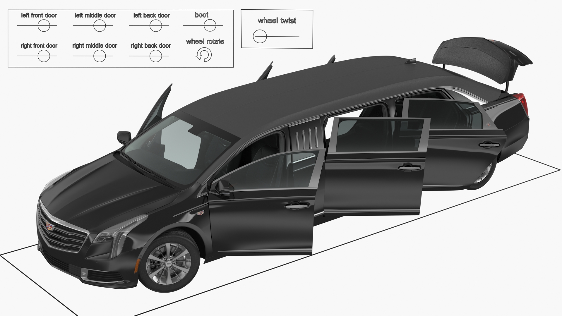 Cadillac SS 70 Stretch Limousine Rigged 3D model