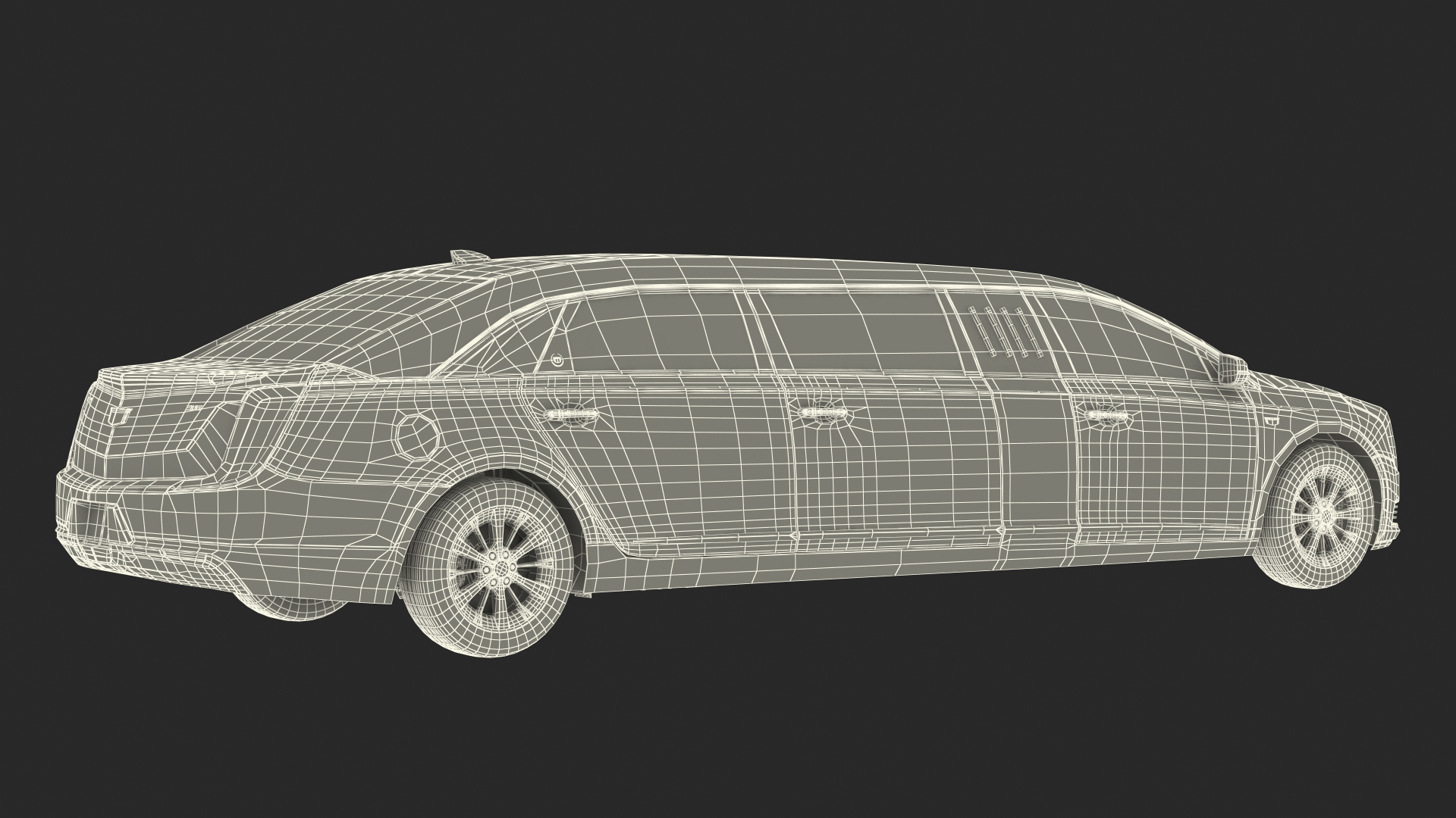 Cadillac SS 70 Stretch Limousine Rigged 3D model