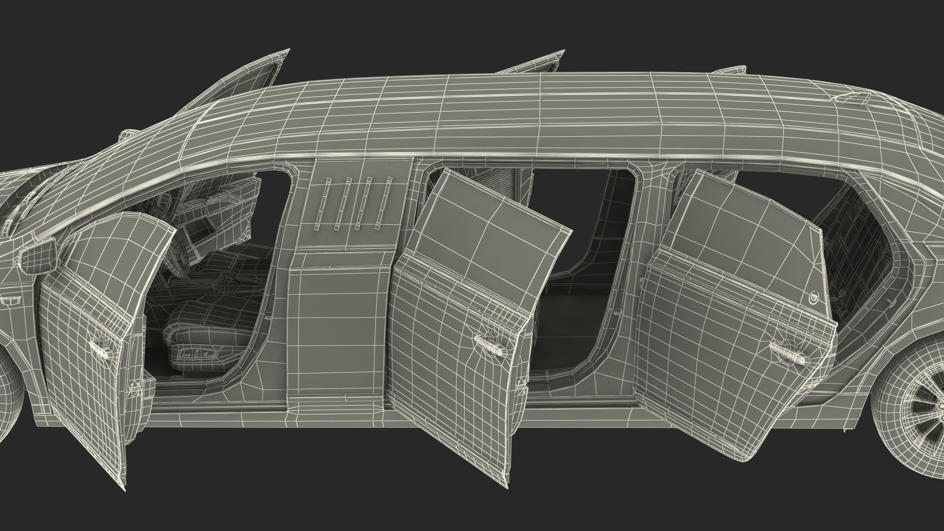 Cadillac SS 70 Stretch Limousine Rigged 3D model