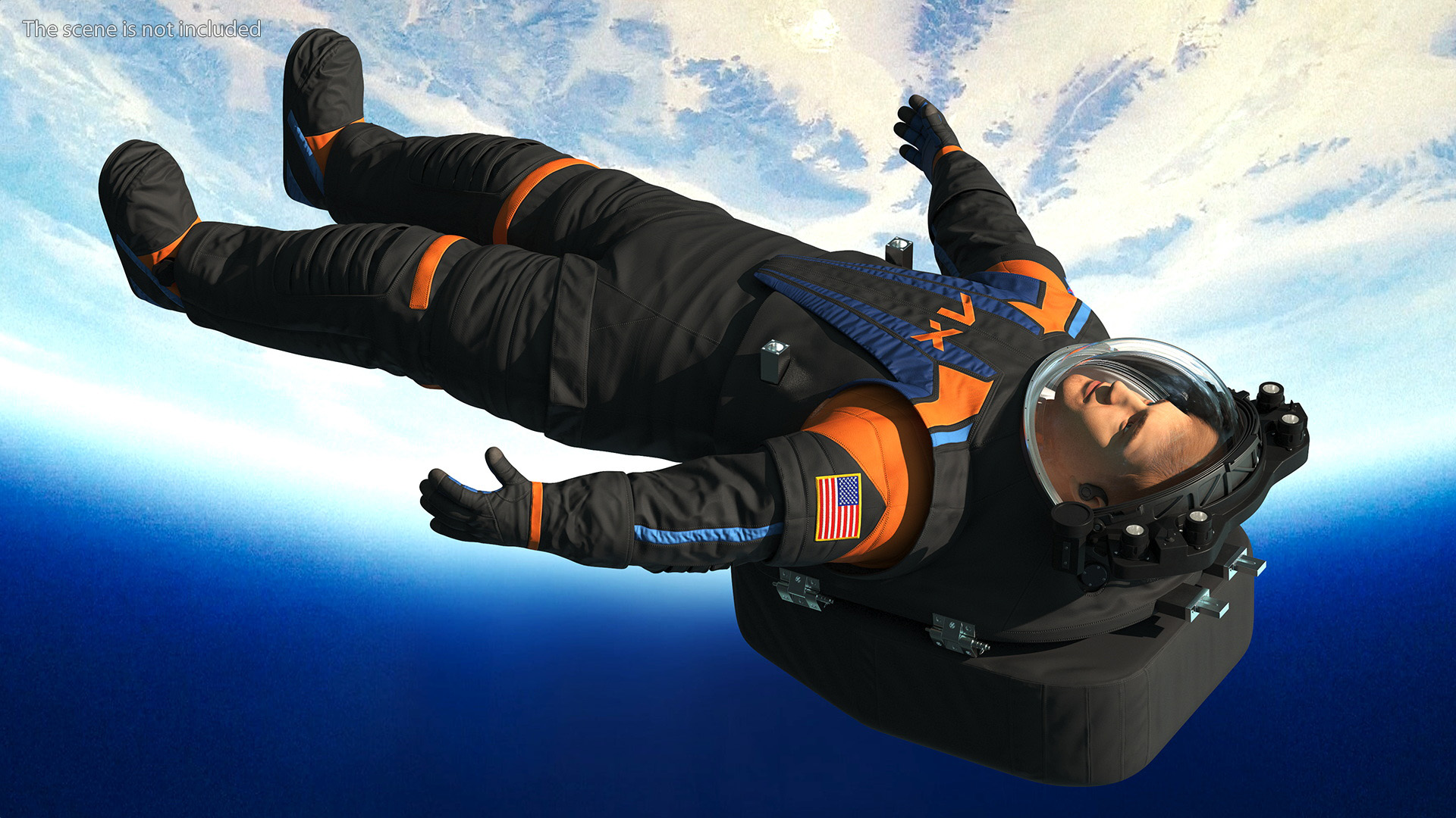 Astronaut in NASA Axiom Spacesuit A-pose Fur 3D model