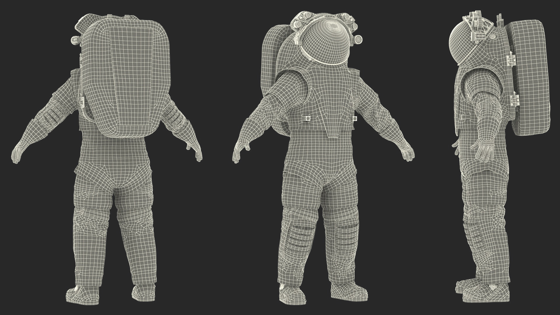 Astronaut in NASA Axiom Spacesuit A-pose Fur 3D model