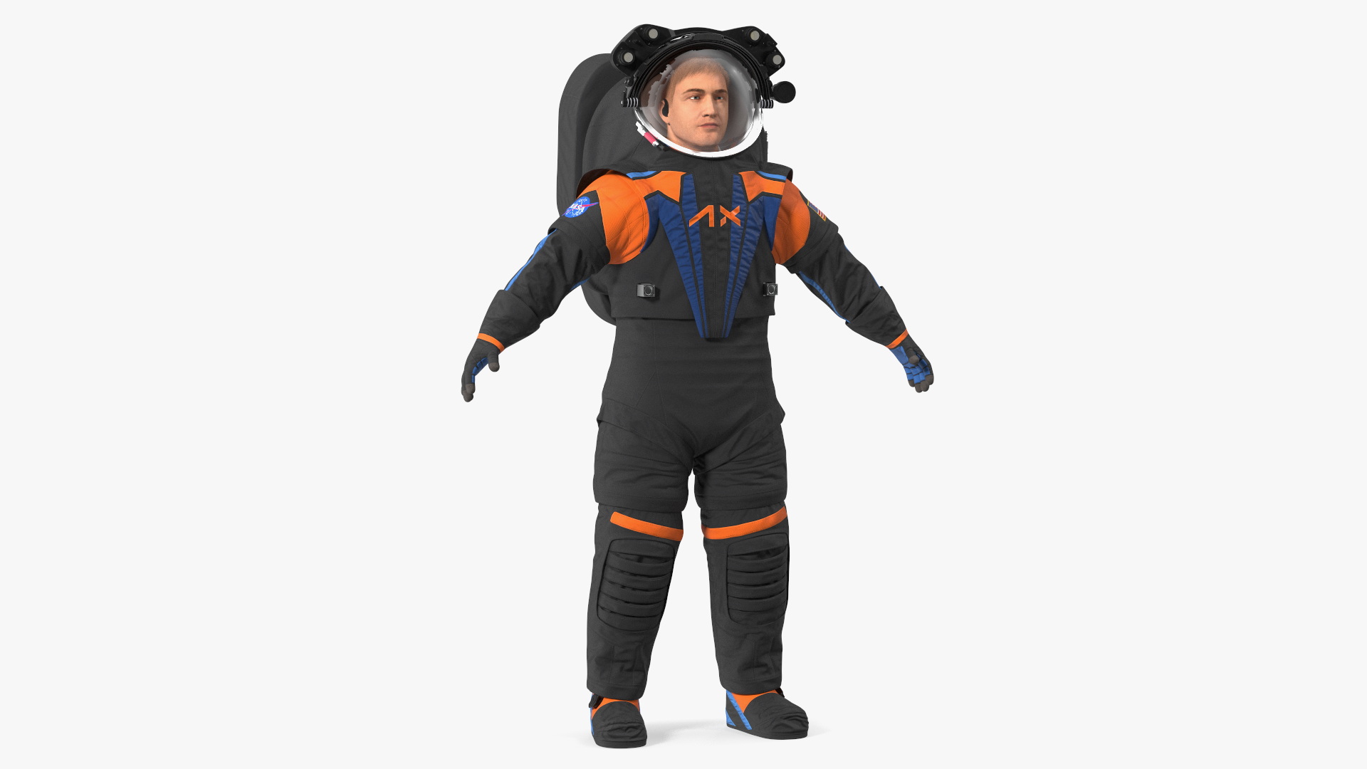 Astronaut in NASA Axiom Spacesuit A-pose Fur 3D model