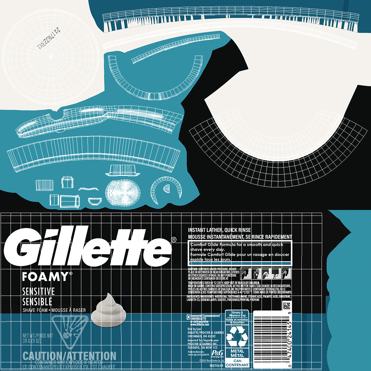 3D Shaving Cream Gillette Can