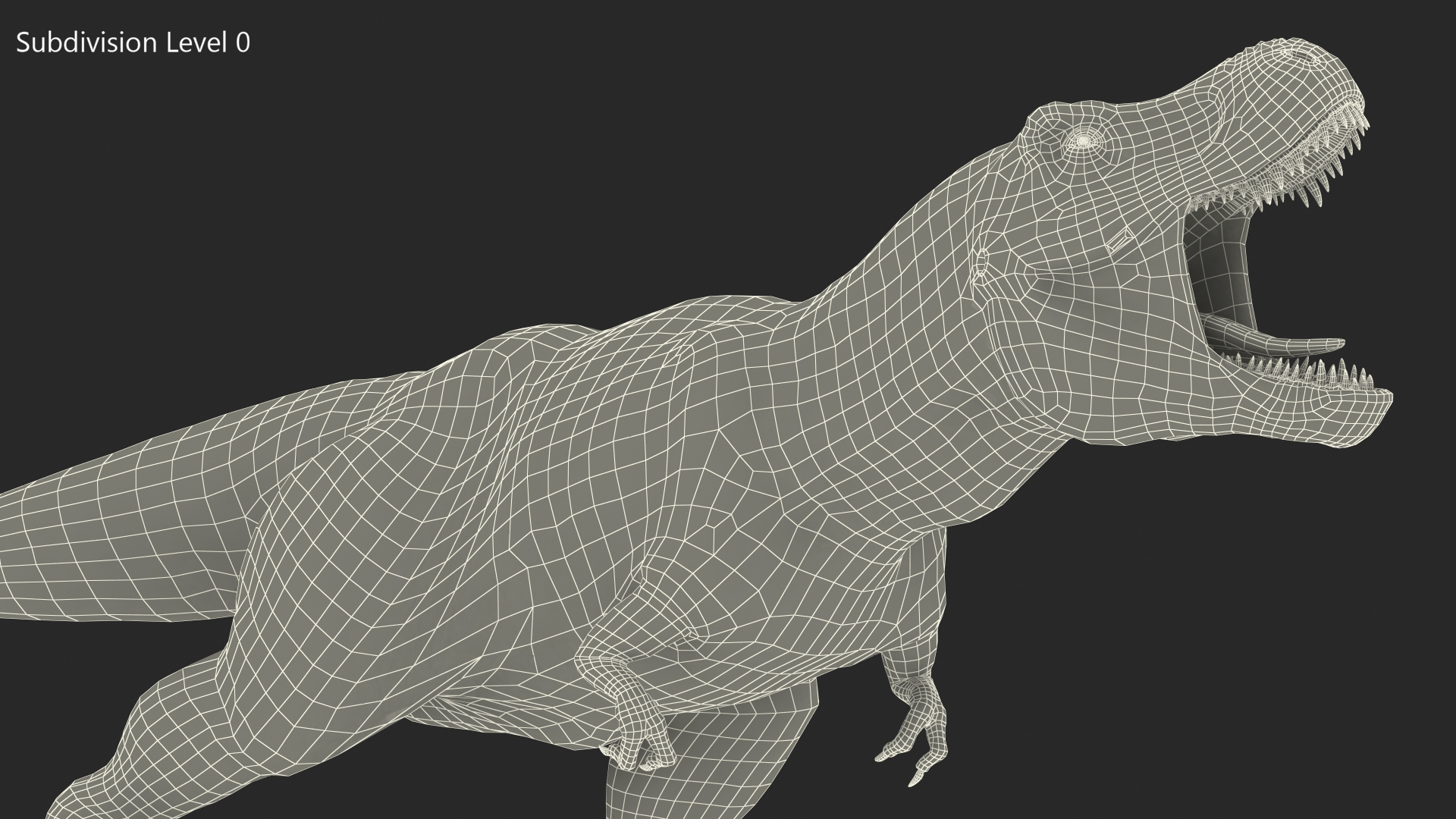 Tyrannosaurus Rex Skeleton Fossil with Skin Standing Pose 3D