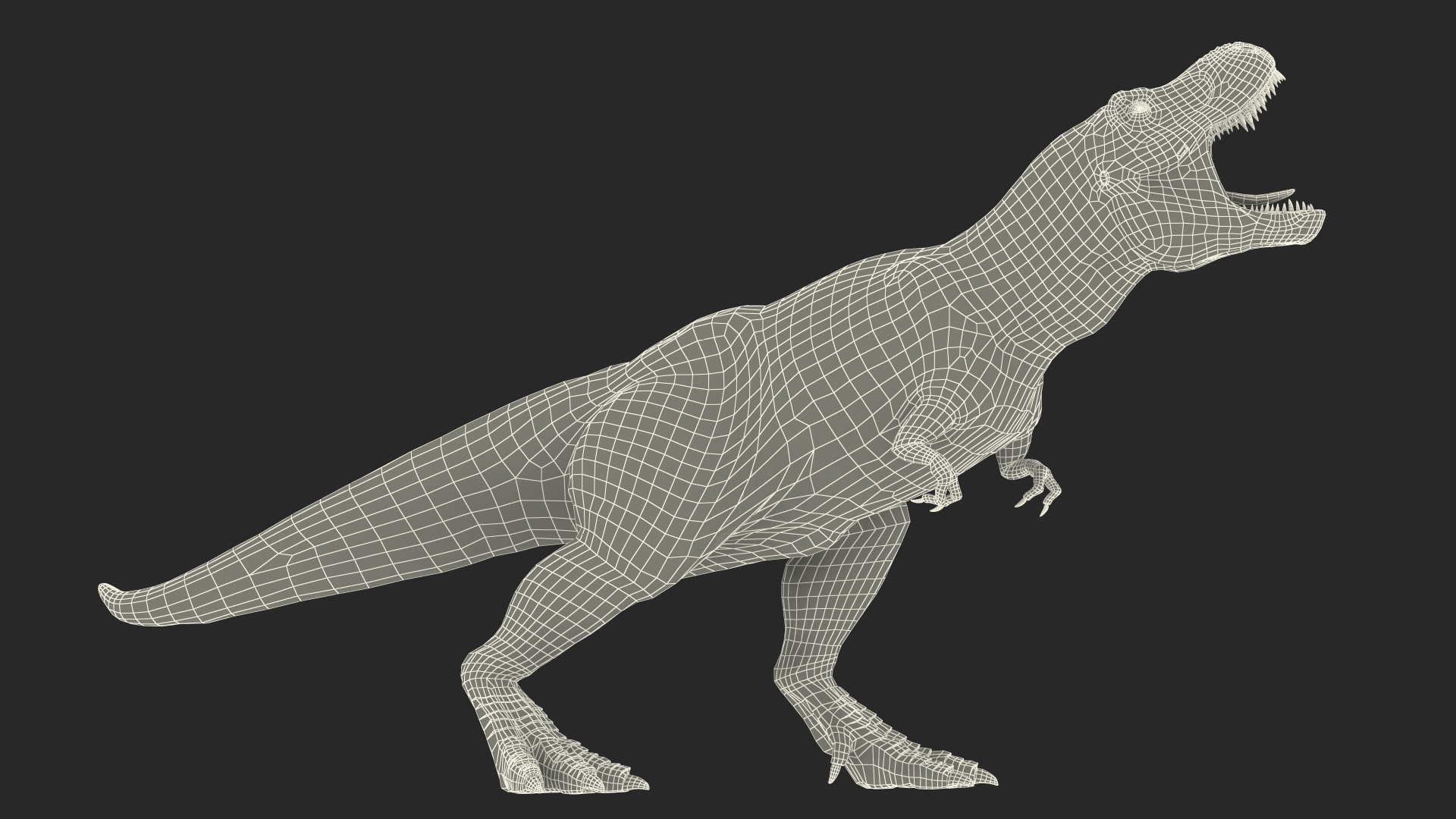 Tyrannosaurus Rex Skeleton Fossil with Skin Standing Pose 3D