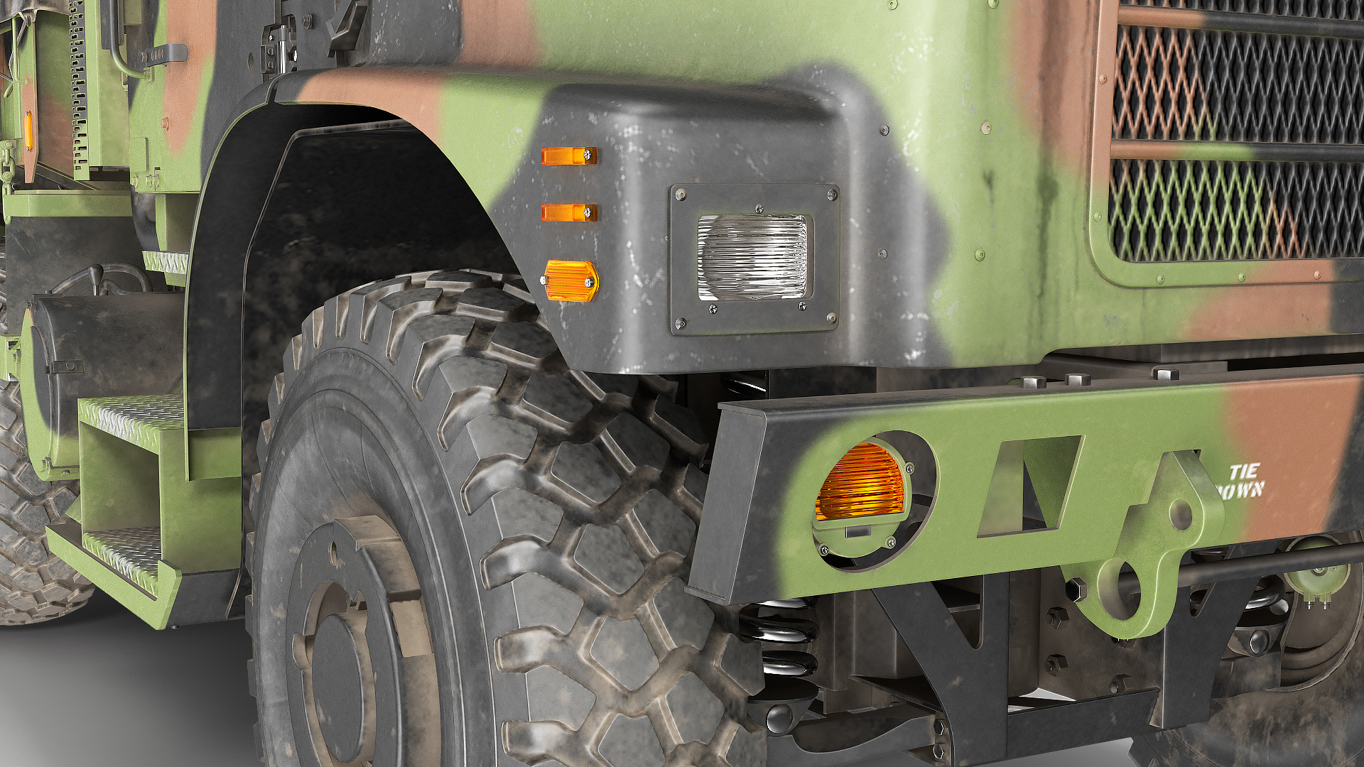 3D model Medium Tactical Vehicle 6x6 with Tent Dusty Rigged