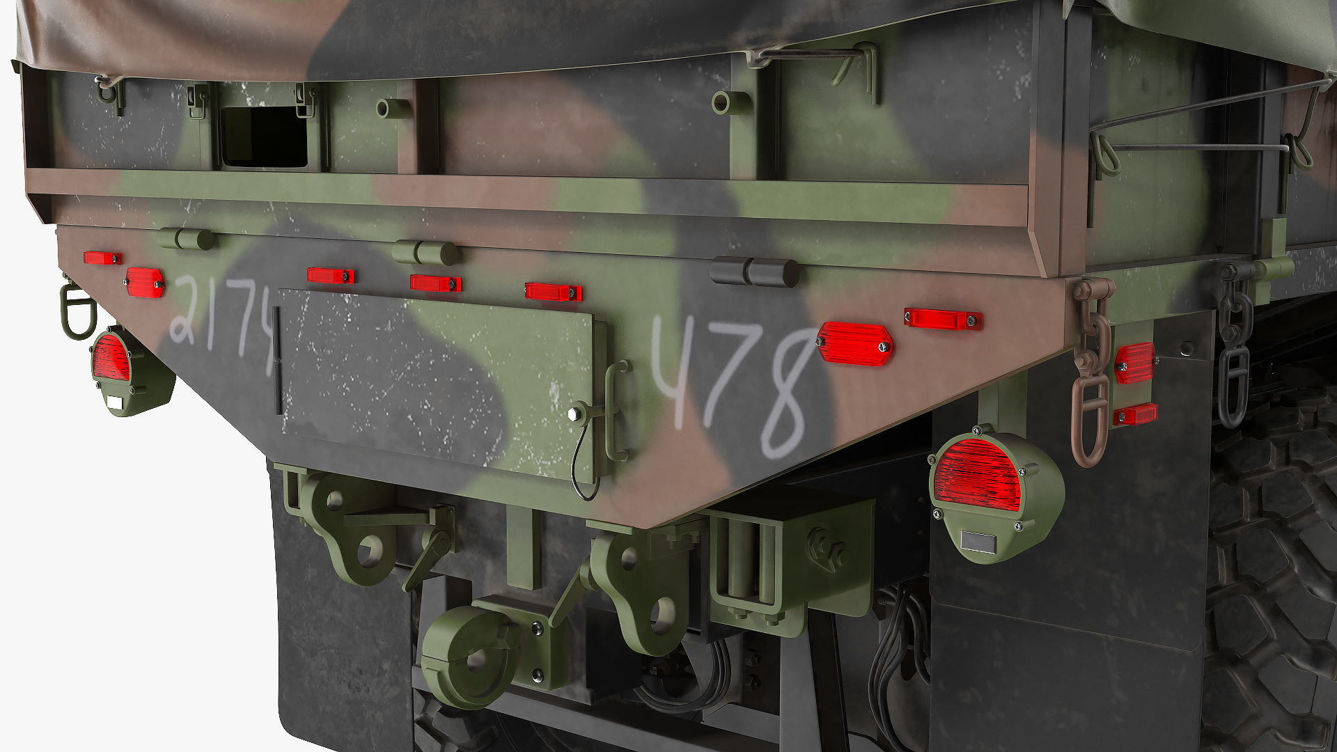 3D model Medium Tactical Vehicle 6x6 with Tent Dusty Rigged