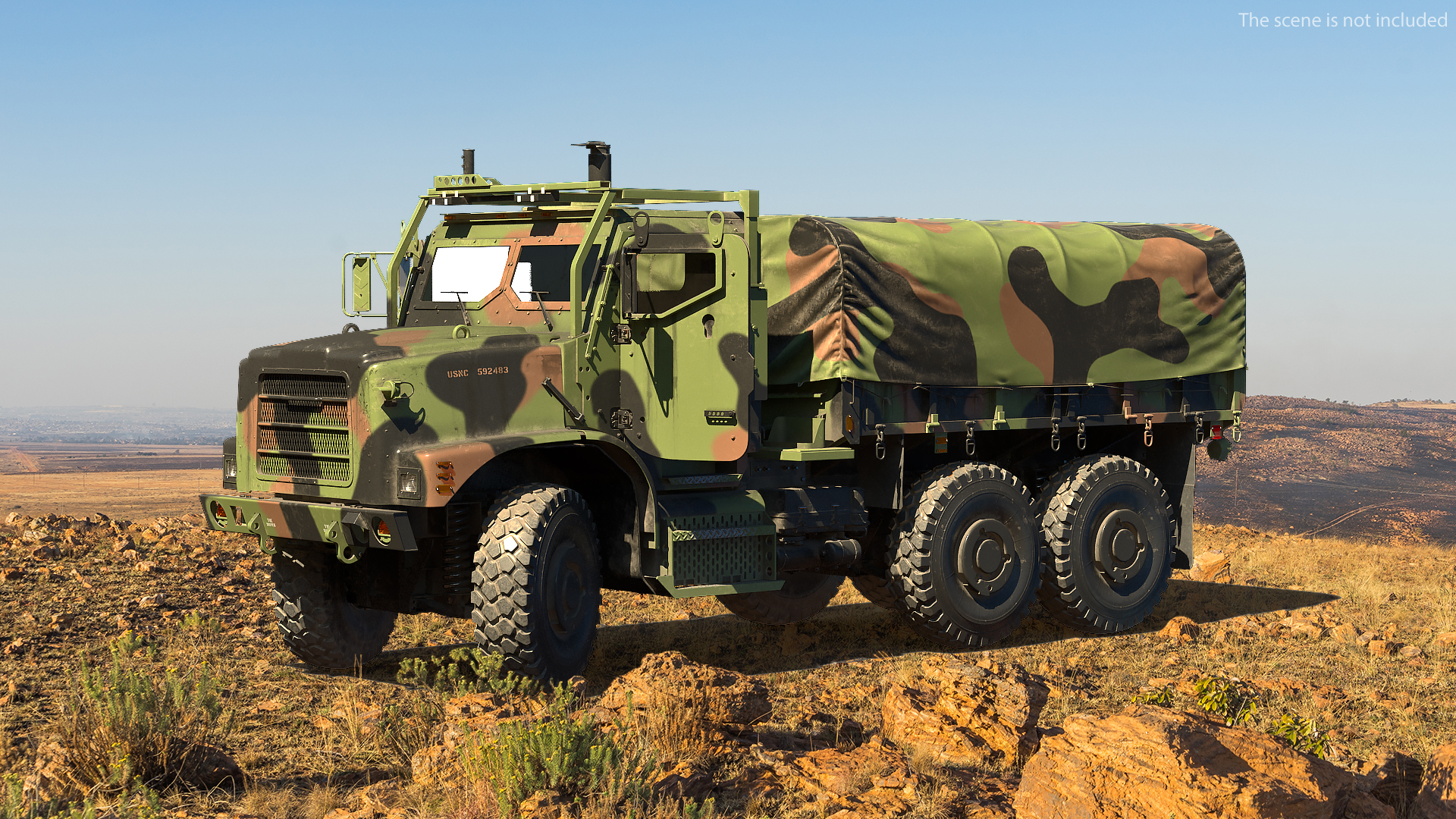 3D model Medium Tactical Vehicle 6x6 with Tent Dusty Rigged