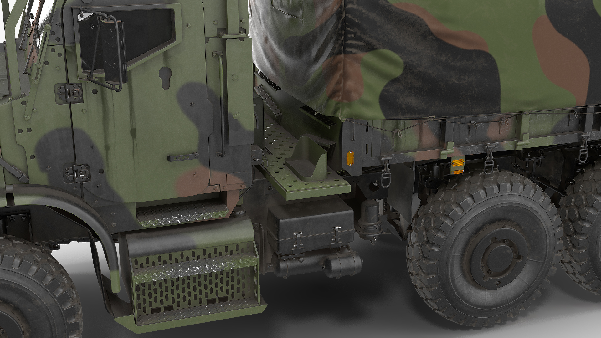3D model Medium Tactical Vehicle 6x6 with Tent Dusty Rigged