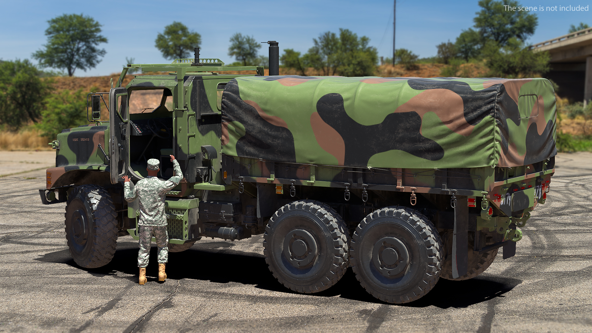 3D model Medium Tactical Vehicle 6x6 with Tent Dusty Rigged