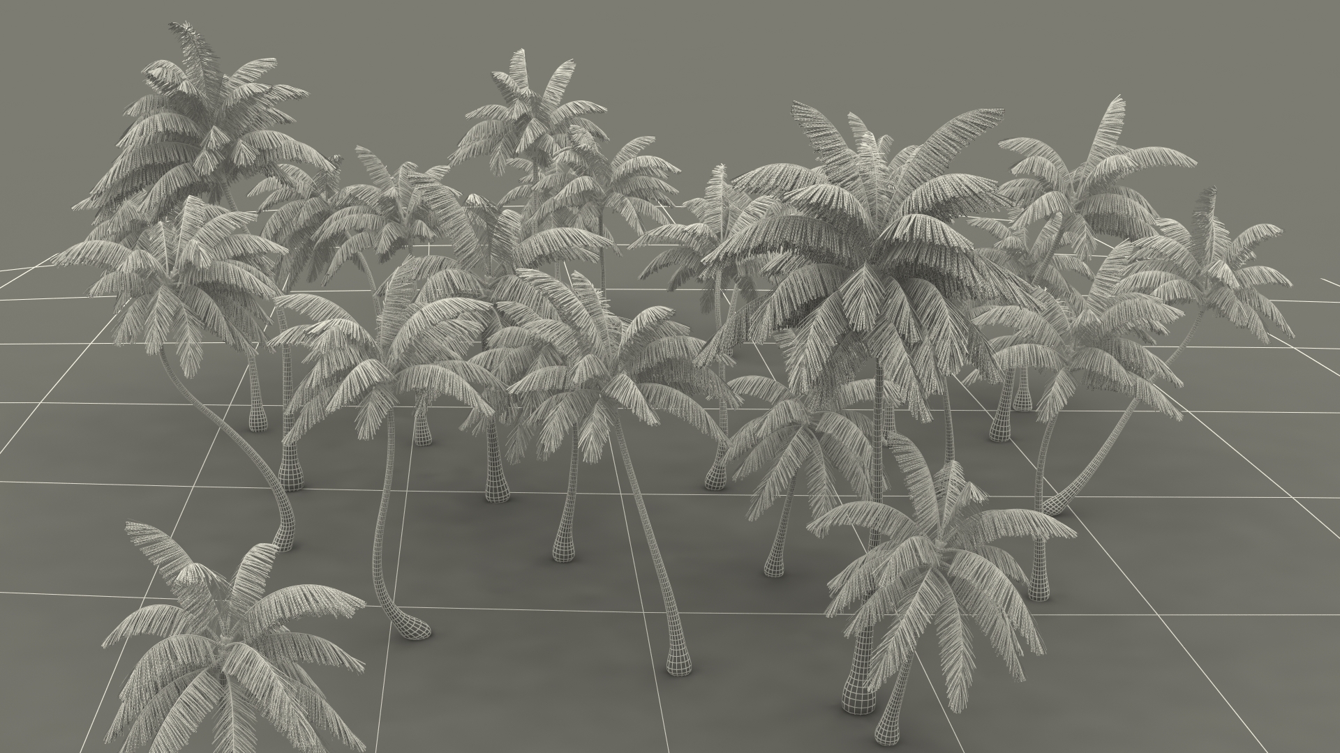 3D Tropical Island with Palm Trees