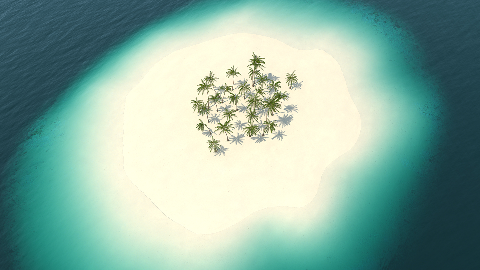 3D Tropical Island with Palm Trees
