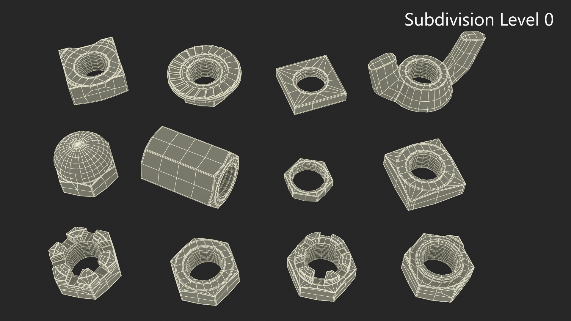 Brass Nuts Kit 3D model