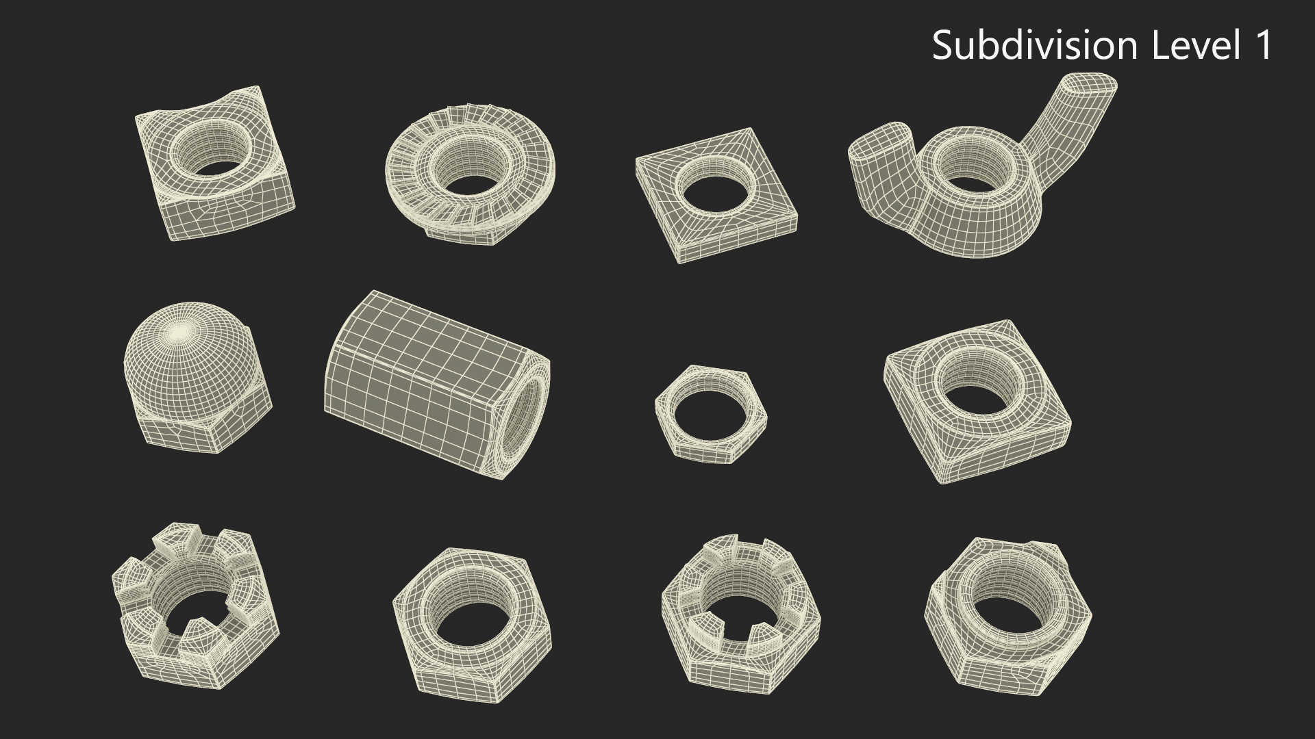 Brass Nuts Kit 3D model