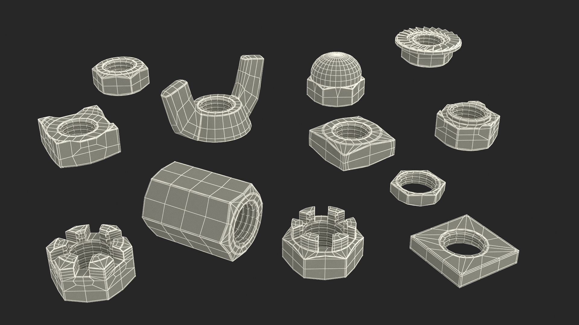 Brass Nuts Kit 3D model