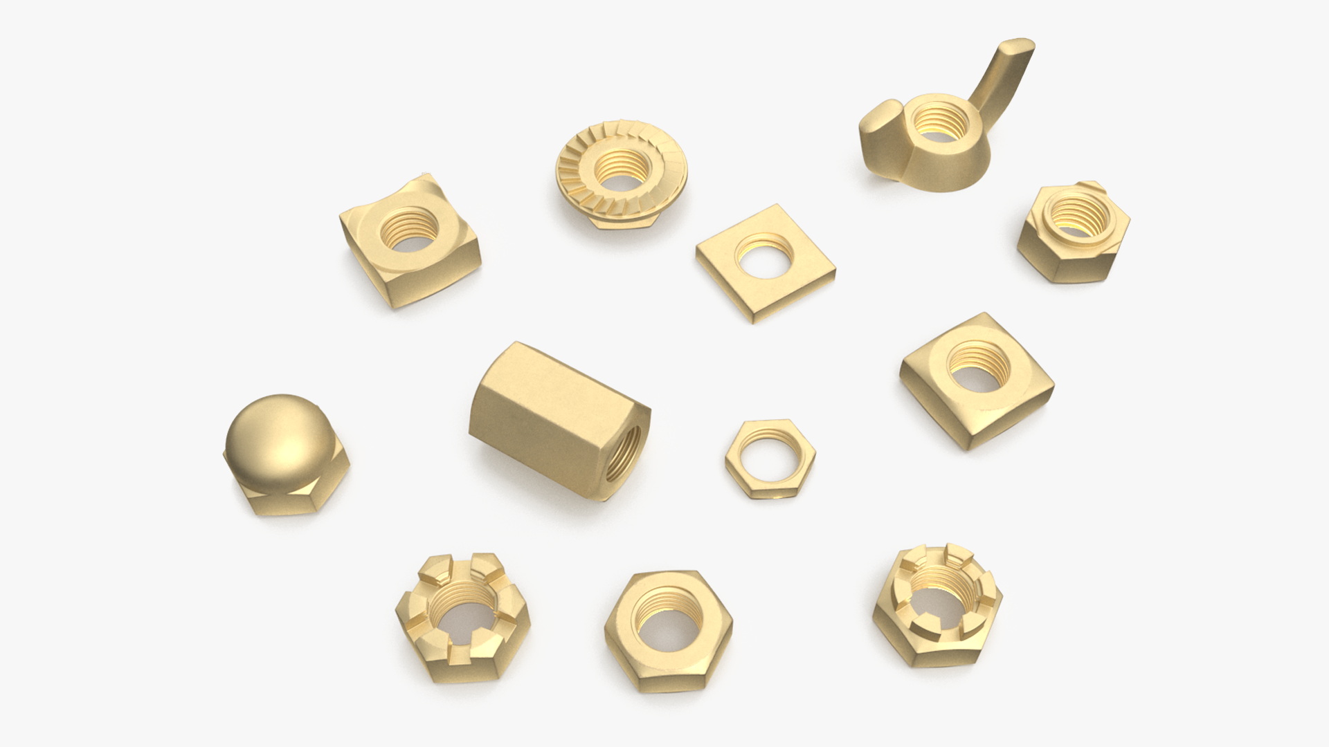 Brass Nuts Kit 3D model