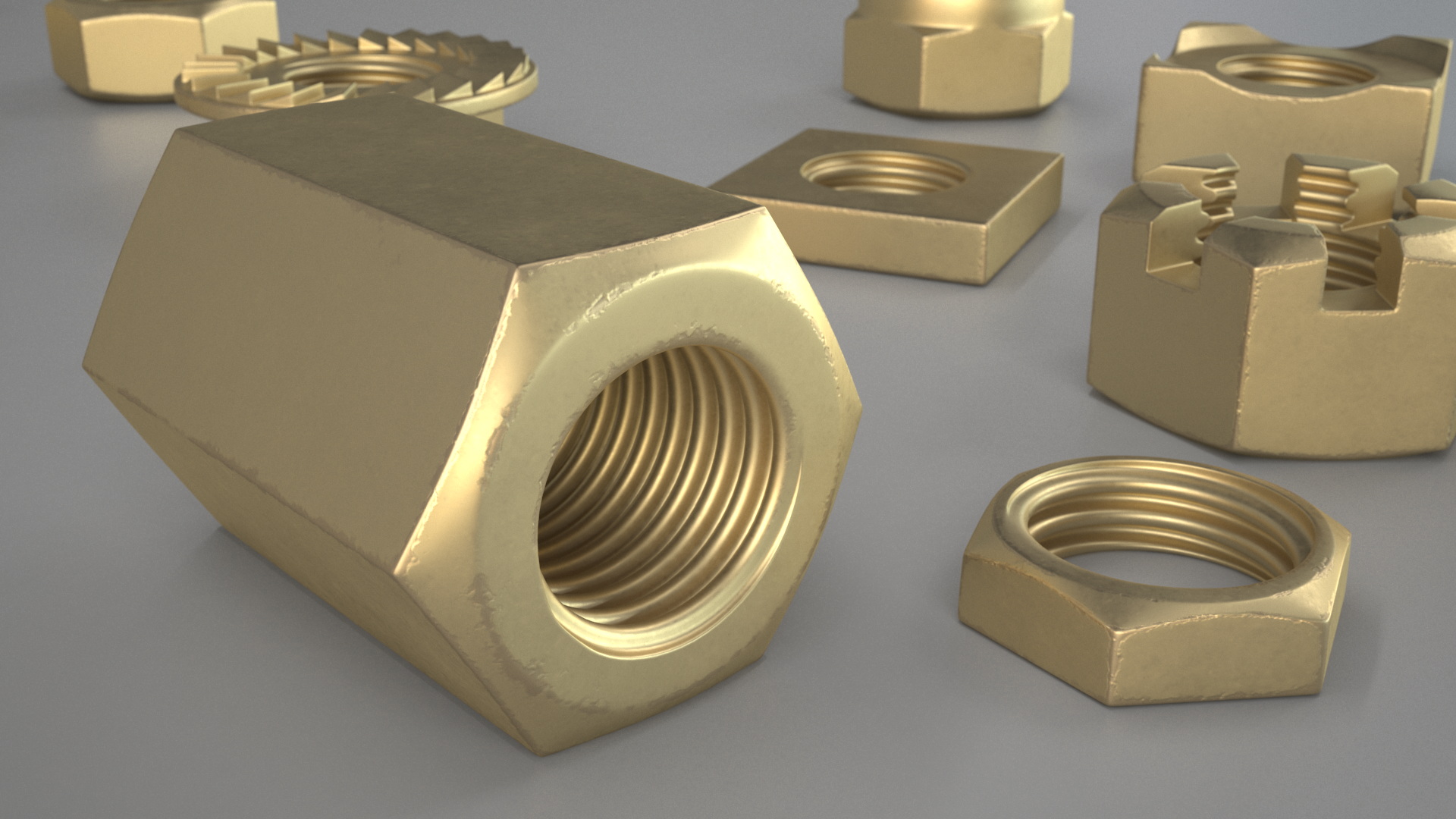 Brass Nuts Kit 3D model