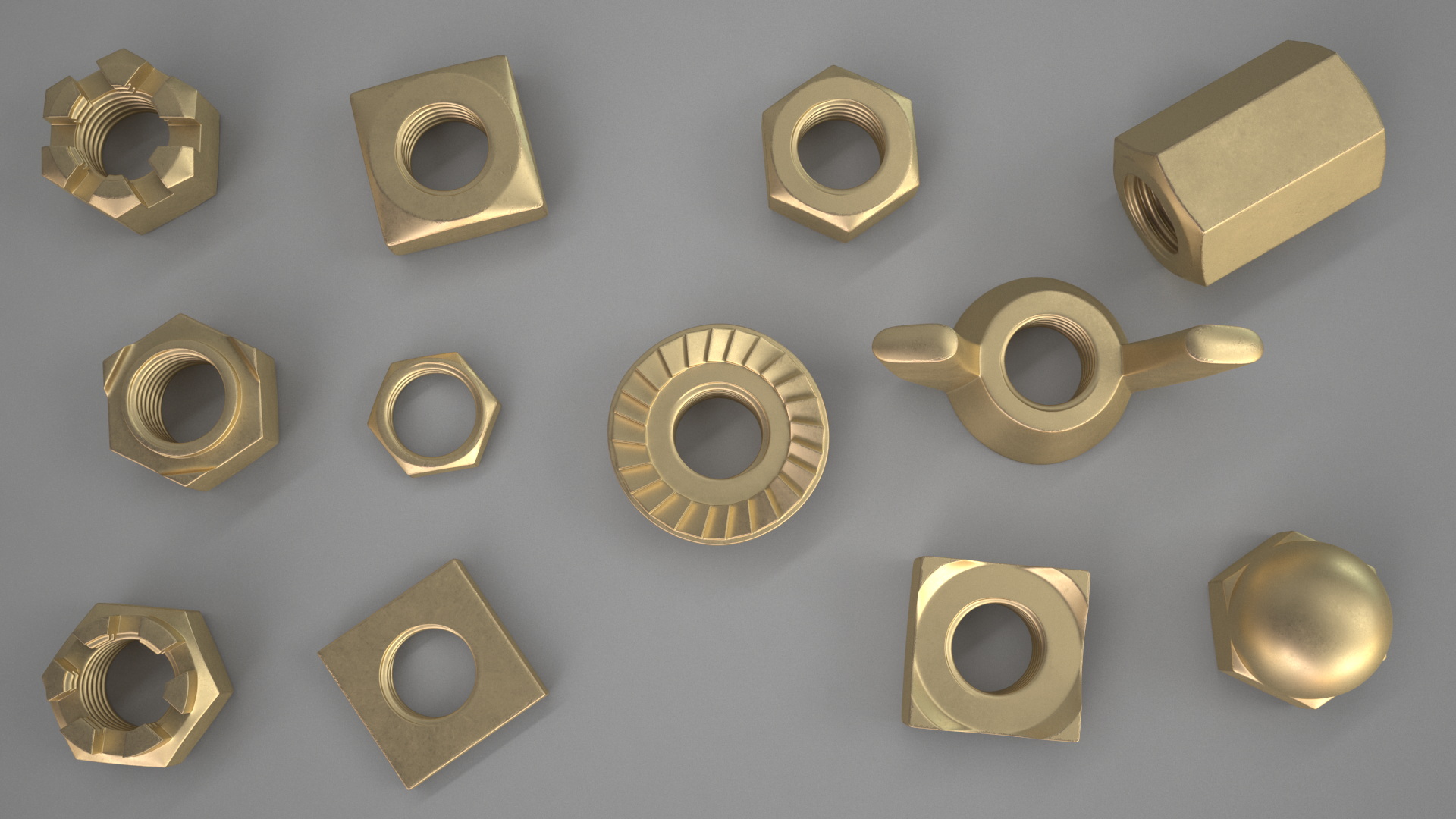 Brass Nuts Kit 3D model