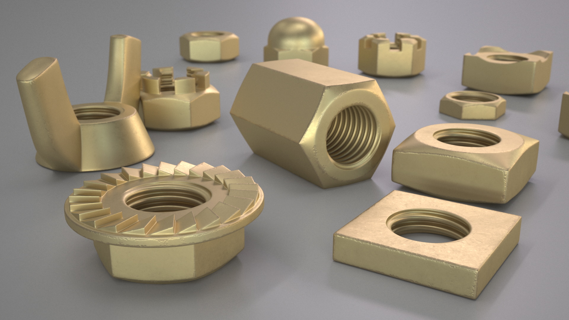 Brass Nuts Kit 3D model