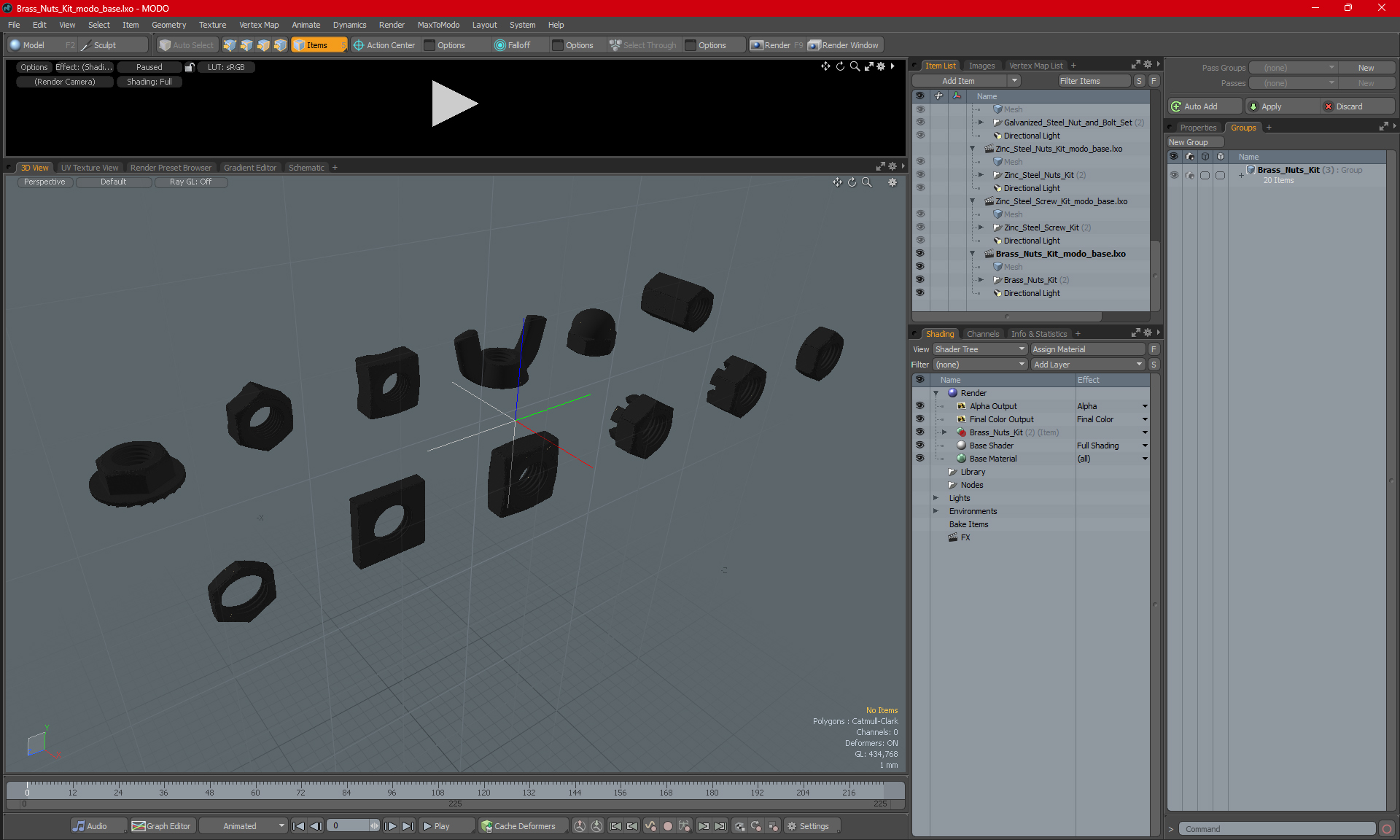 Brass Nuts Kit 3D model