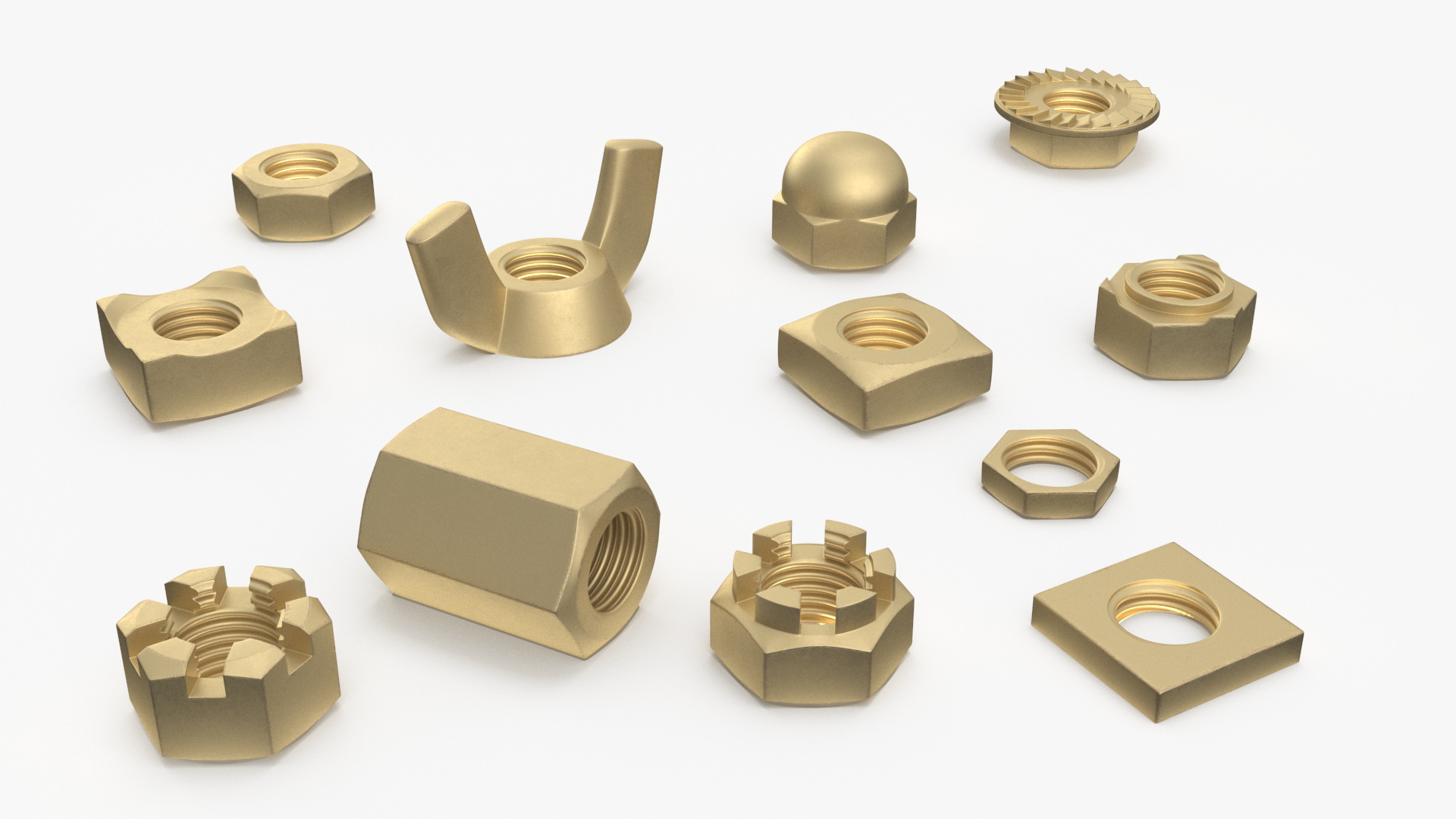 Brass Nuts Kit 3D model