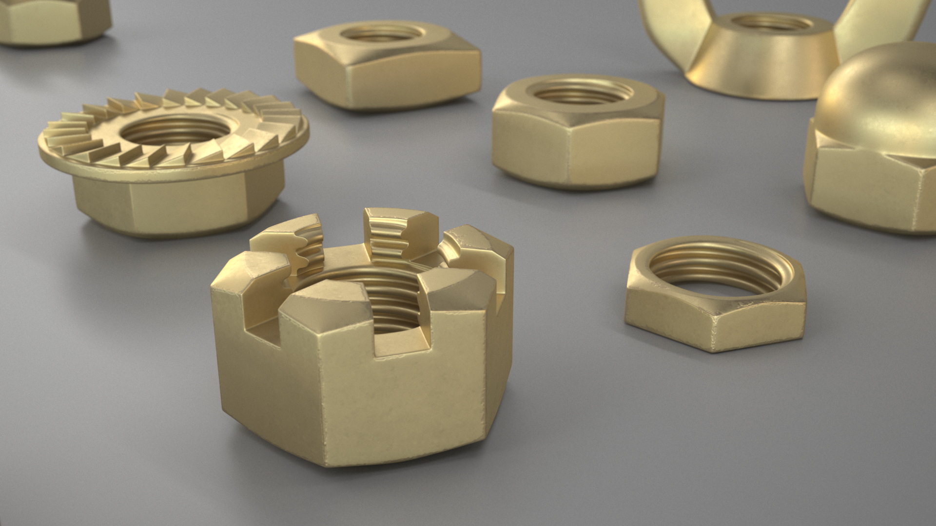 Brass Nuts Kit 3D model