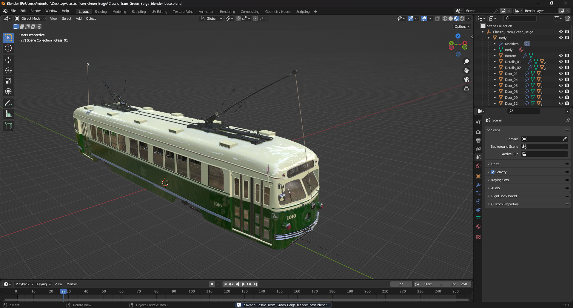 Classic Tram Green Beige 3D model