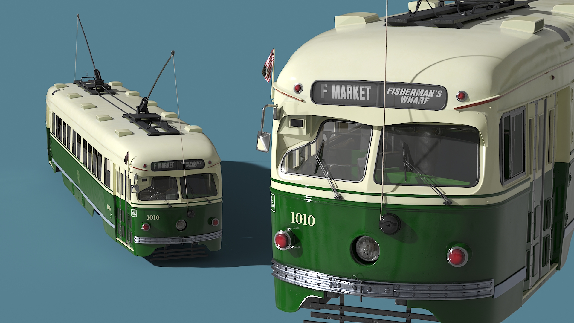 Classic Tram Green Beige 3D model