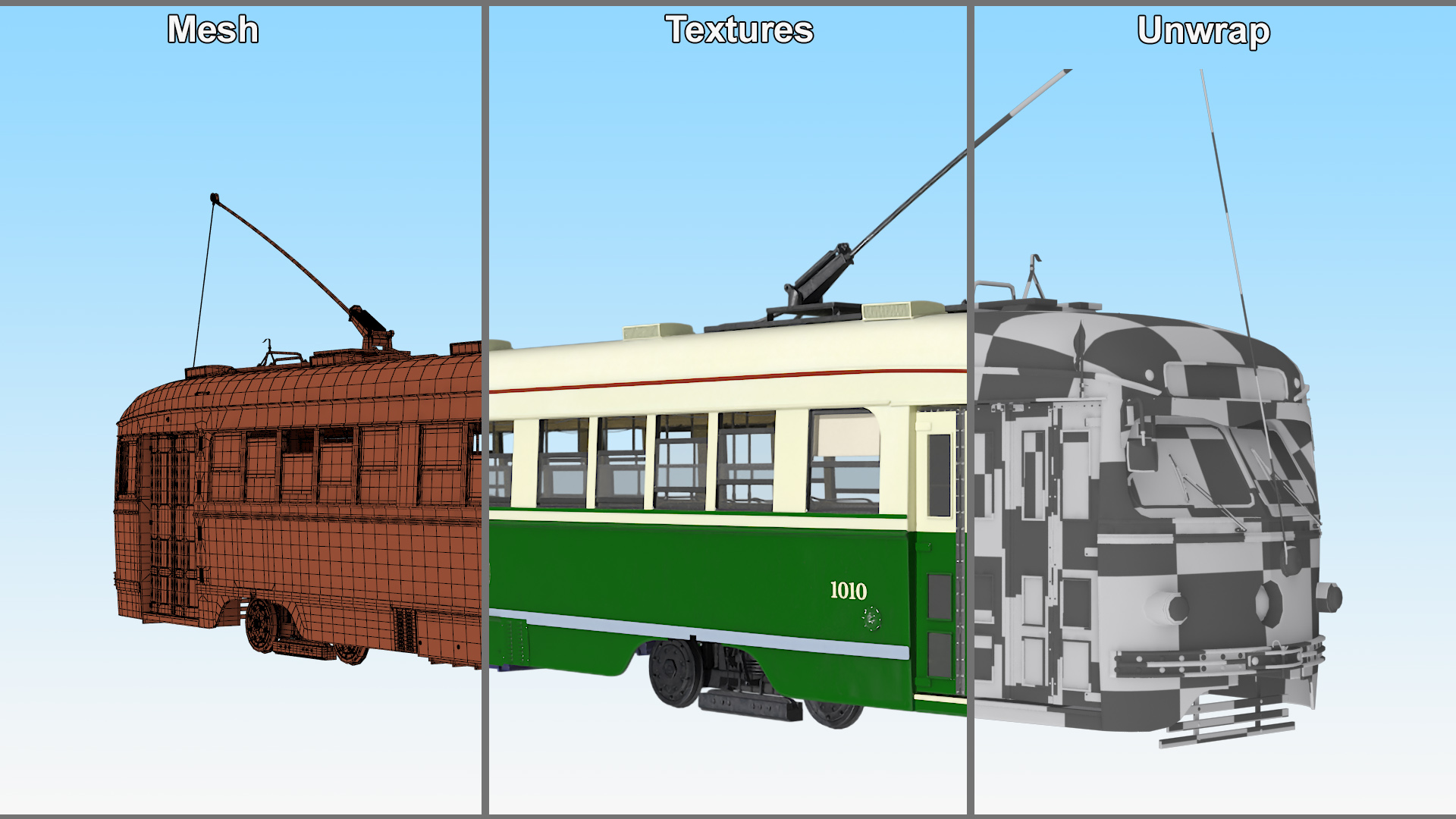 Classic Tram Green Beige 3D model