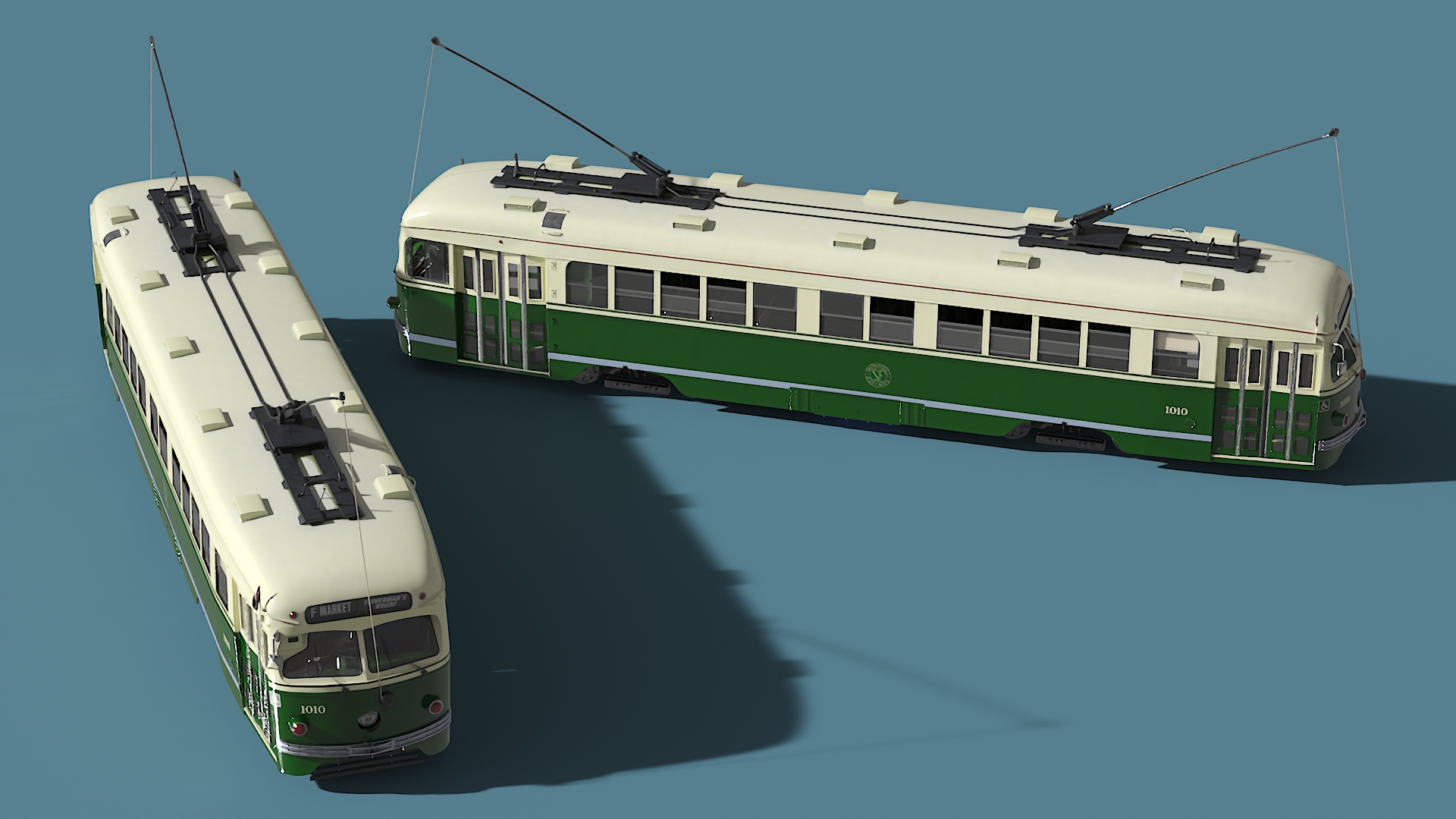Classic Tram Green Beige 3D model