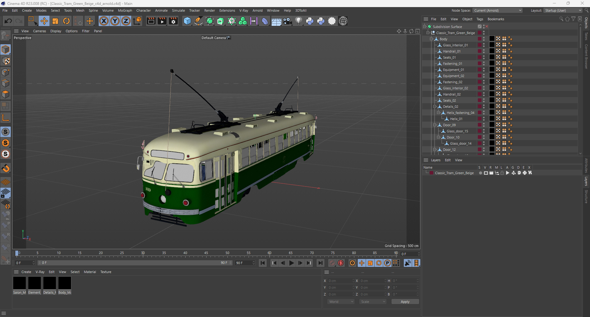 Classic Tram Green Beige 3D model