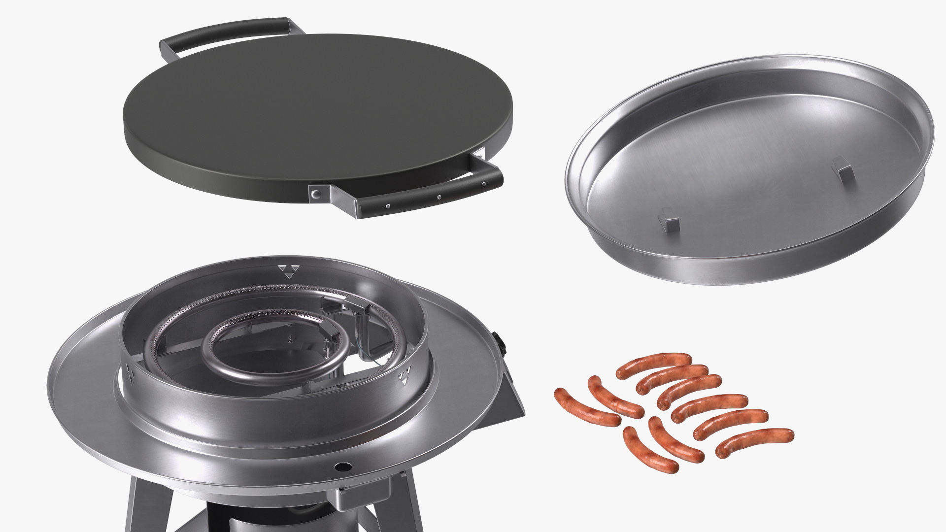 Evo Residential Professional Grill Cart with Fried Sausages 3D model