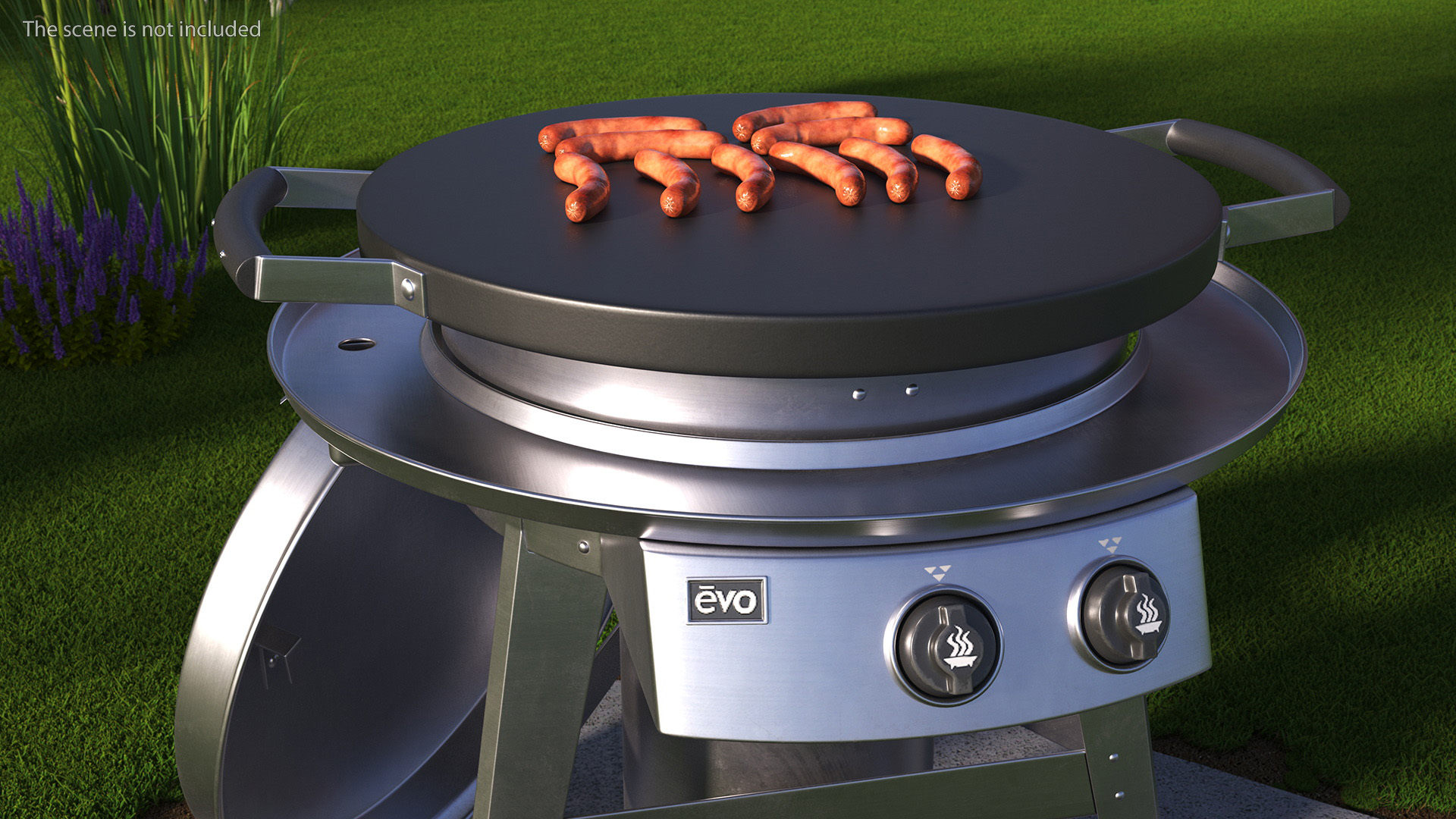 Evo Residential Professional Grill Cart with Fried Sausages 3D model
