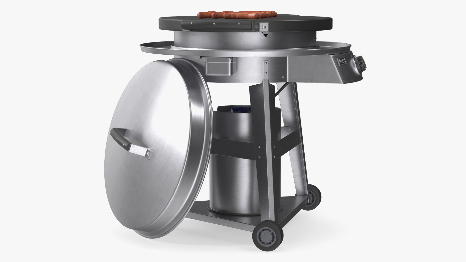 Evo Residential Professional Grill Cart with Fried Sausages 3D model