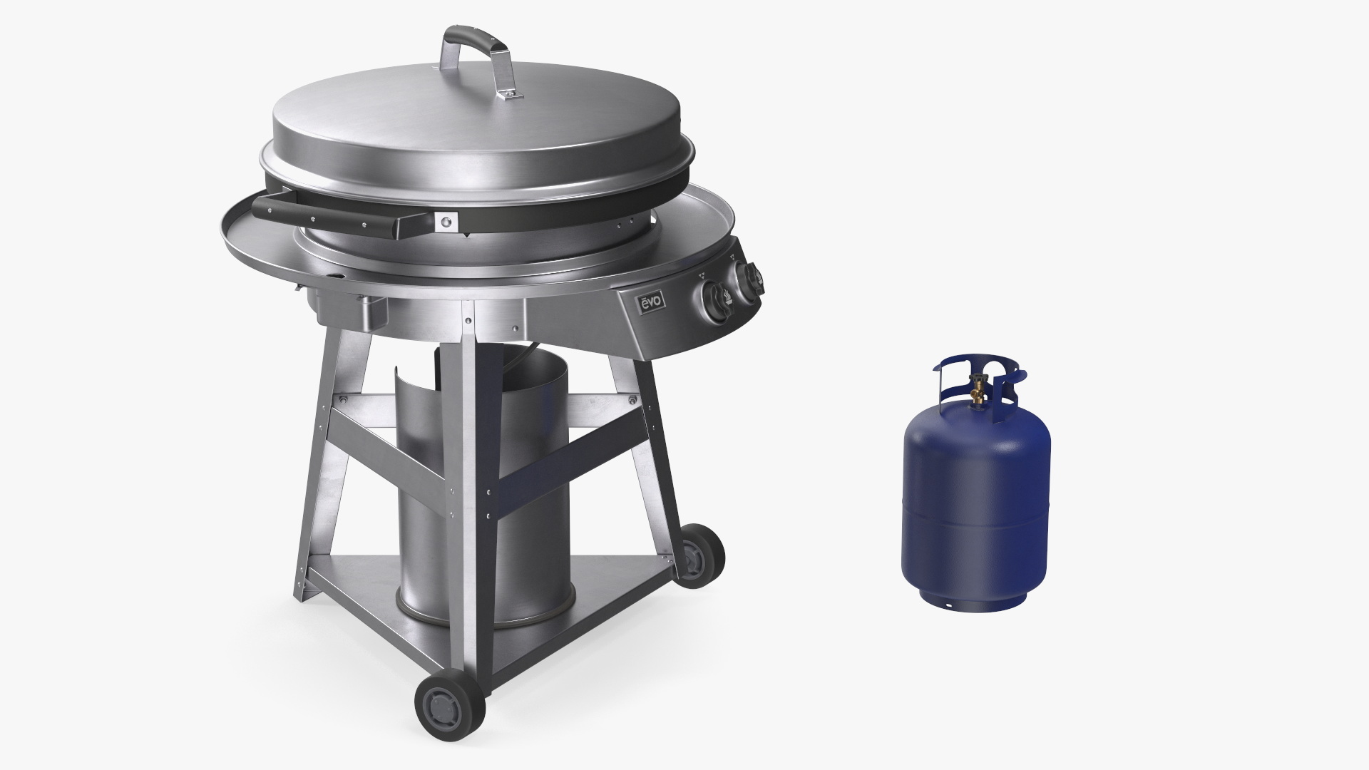 Evo Residential Professional Grill Cart with Fried Sausages 3D model