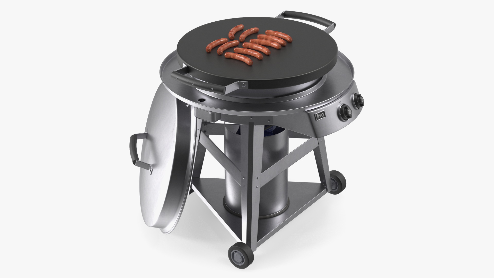 Evo Residential Professional Grill Cart with Fried Sausages 3D model