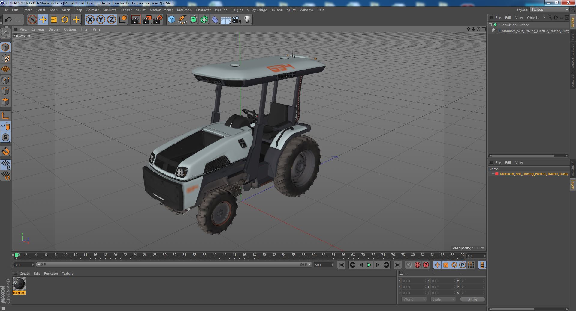 3D Monarch Self Driving Electric Tractor Dusty model