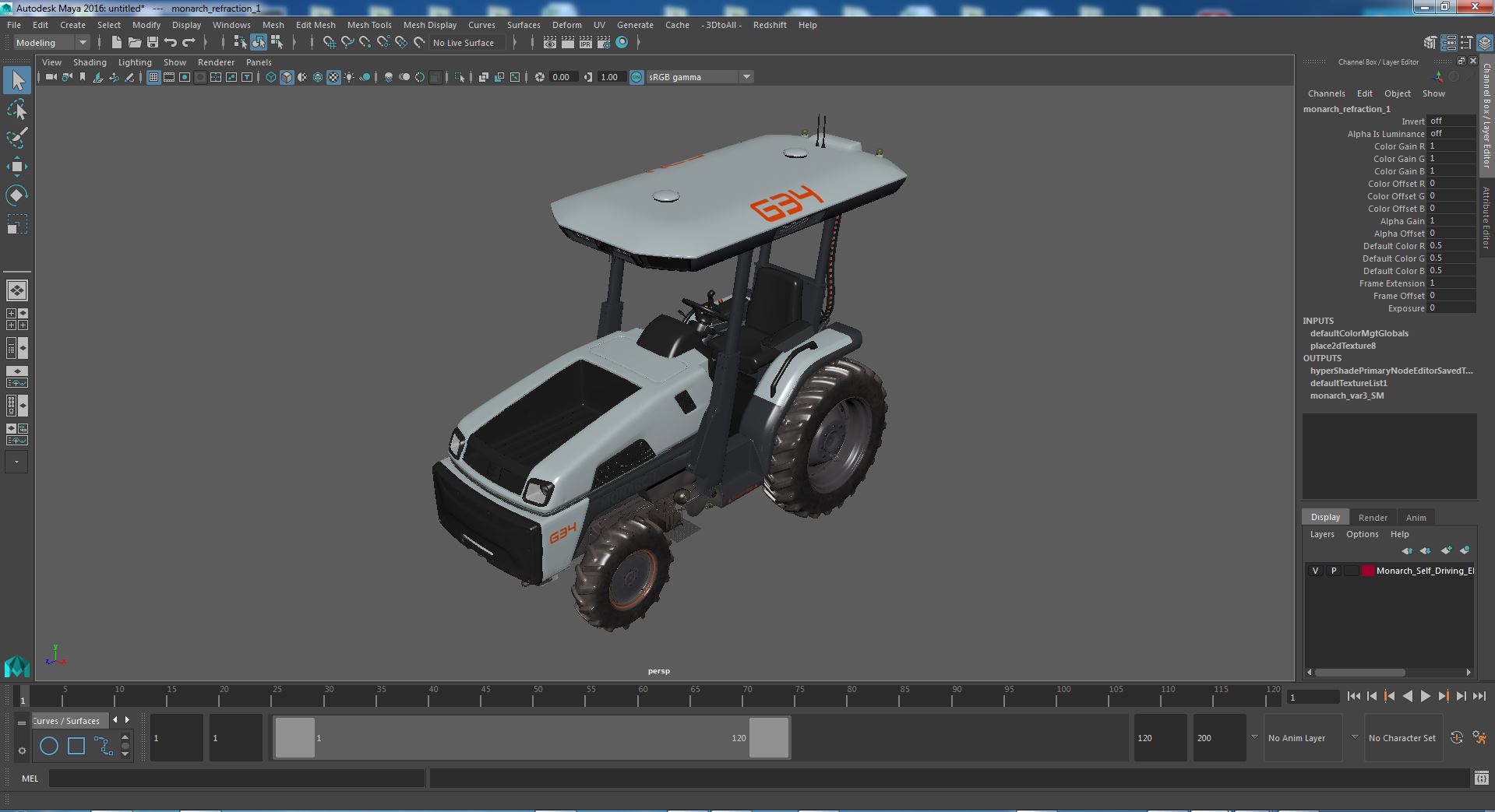 3D Monarch Self Driving Electric Tractor Dusty model